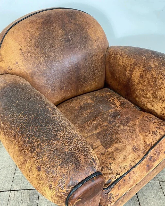 Vintage French Leather Club Chair — Vintage Boathouse